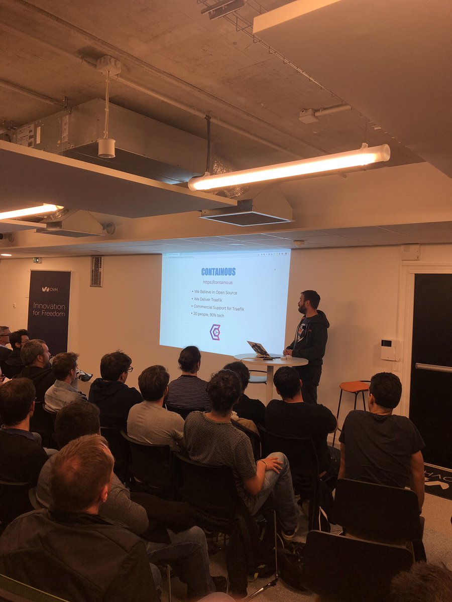 cncfbdx's tweet photo. @emilevauge @containous on stage pour #tearful https://t.co/ZDg0CYhh0R
