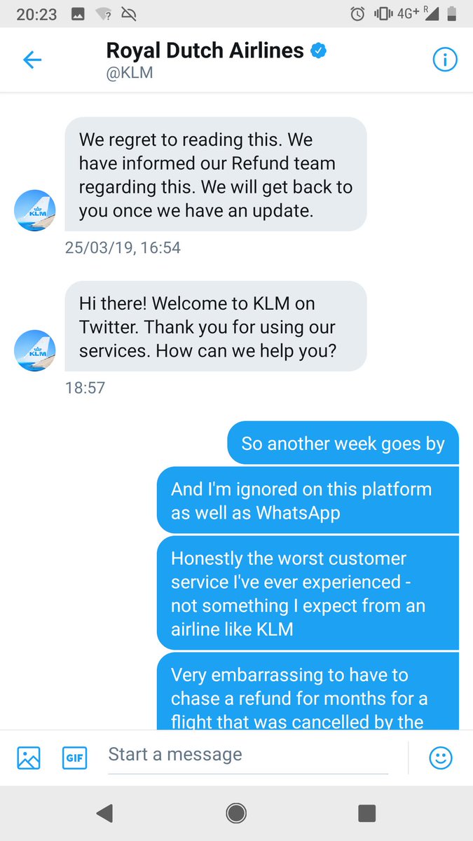 CluEleSs_UK's tweet photo. Taking it to public Twitter, because I've been ignored by @KLM on phone, WhatsApp and Twitter. Over 4 months now without my refund from a cancelled flight, and nothing but 'we're looking into it'. Where can I lodge meaningful complaints? https://t.co/hdEl8yAgQA