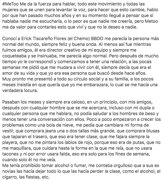 MeTooAgenciasMx's tweet photo. Erick Tiscareño Flores. 1/2
#YoSíTeCreo 
#Metoo #MeTooMx
#MeTooAgencias #MeTooAgenciasMéxico #MeTooCreativosMexicanos https://t.co/rBsSlkcTY8