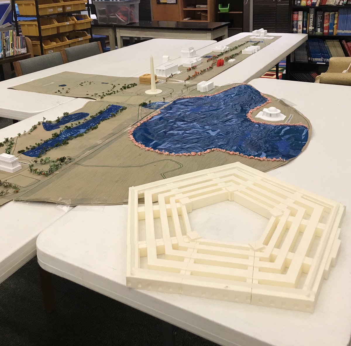 Gsmsbooksrus's tweet photo. @DeptofDefense The 8th graders here in Mr. Cameron’s classes are calculating and 3D printing their scaled model of DC as part of the background for their future trip.  We are shocked at the size of the Pentagon? Are you really this massive? #pentagon https://t.co/0KyS6EtmGS