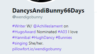wendigobunny's tweet photo. HECK YES I ADDED THAT SHIT. I work as hard as any other writer, and offer my work free. #HugoAwards #Hugo #A03 #AmWriting #ProudWriter #Writer #TransformativeWorks #writerslife #WritingCommunity https://t.co/4fyB0FyVIm