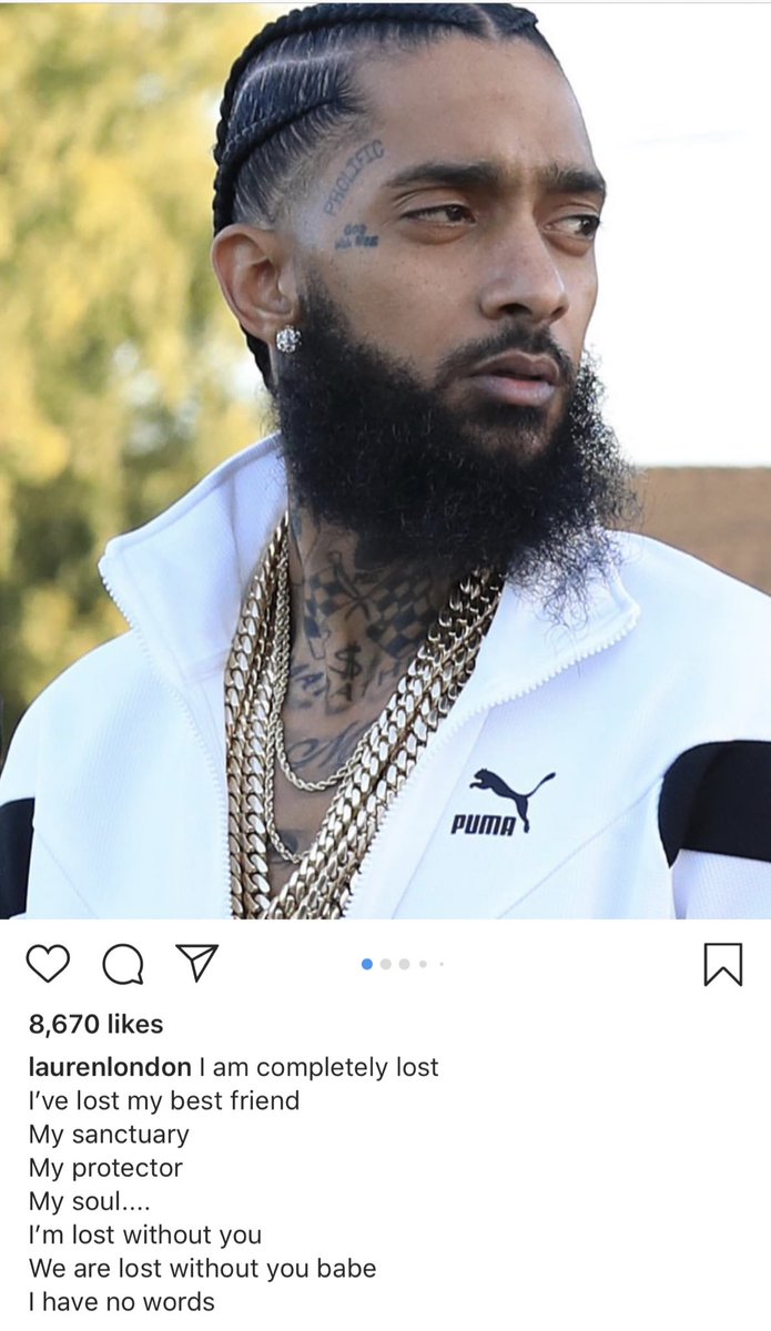 truth_well's tweet photo. The minute I saw Lauren London’s name pop up on my timeline, my heart dropped. I can’t &amp; don’t want to imagine this feeling. And what makes it worse is this is how she has to debut their son to the world. Praying hard for Nipsey Hussle’s family, friends, &amp; fans. This one hurt. 💔 https://t.co/dXBQEmEh4u