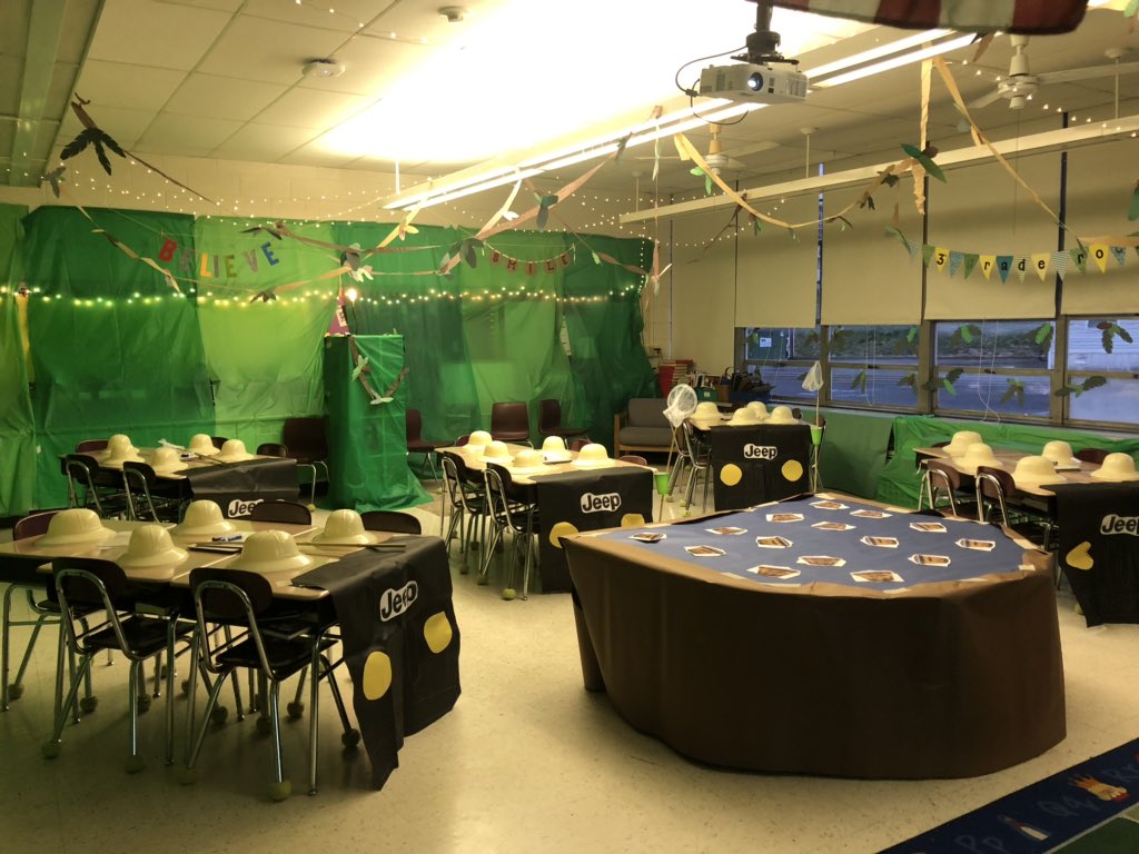 MelissaLPierce's tweet photo. After 3 1/2 hours, the Save the gorillas Rwanda jungle room transformation is complete! Our two day literacy review starts tomorrow! And to cap off a great day, Africa by Toto was playing on the radio when I started me car! Perfect timing! https://t.co/hlLcGBU0aD