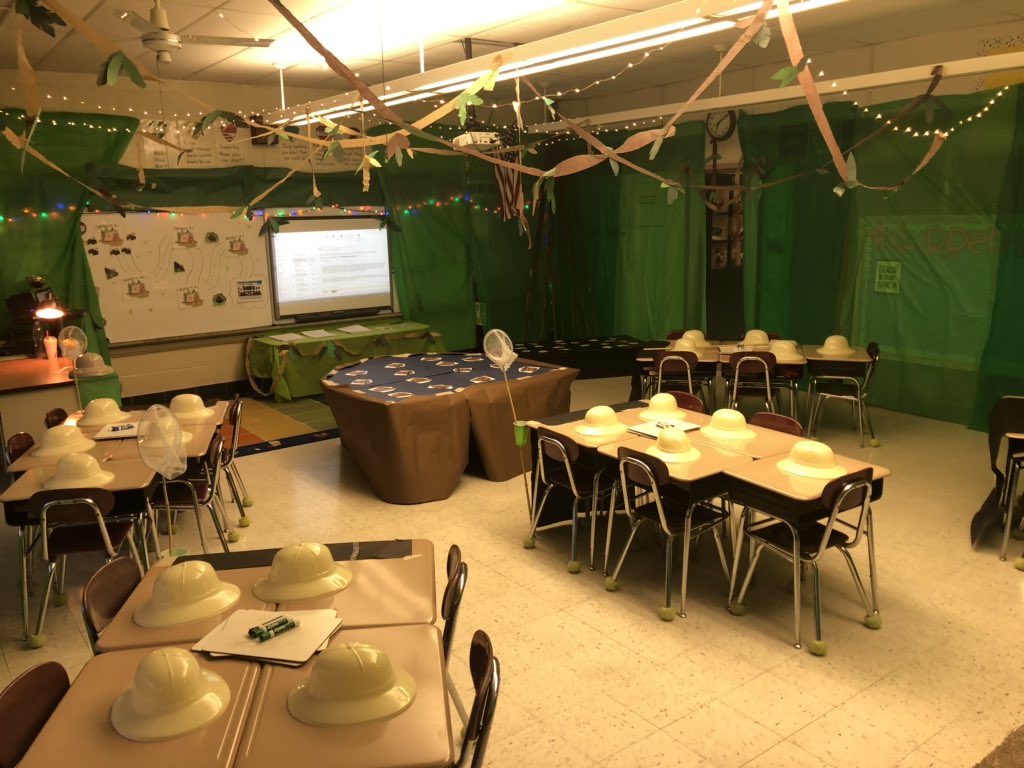 MelissaLPierce's tweet photo. After 3 1/2 hours, the Save the gorillas Rwanda jungle room transformation is complete! Our two day literacy review starts tomorrow! And to cap off a great day, Africa by Toto was playing on the radio when I started me car! Perfect timing! https://t.co/hlLcGBU0aD