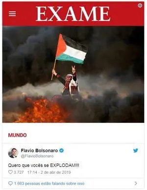 carloscamargo's tweet photo. Que pessoa descompensada... Que família hein... Já já deflagra uma guerra no mundo por besteira! Nem o #Trump é tão imbecil assim!#BolsonaroDay #BolsonaroEnvergonhaOBrasil #Bolsonaro #BolsonaroEmIsrael https://t.co/ADsUGZHkd8