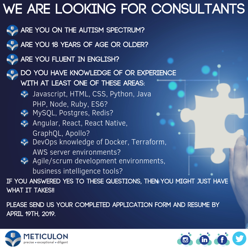 Meticulon's tweet photo. Have you gotten your resume and application in yet? Apply online https://t.co/OCsJfmEQ34 by April 19th, 2019! https://t.co/rAgXvNtsPD