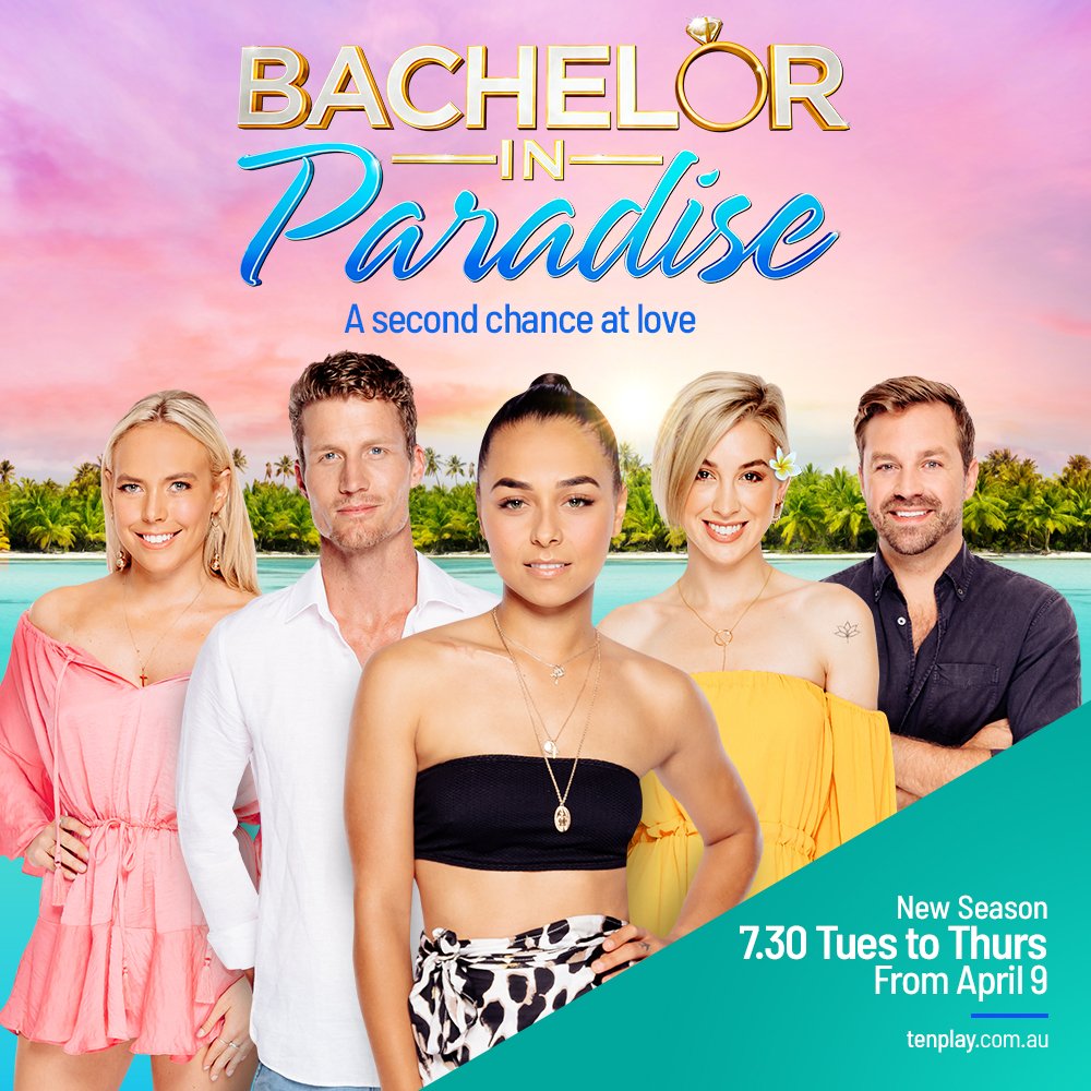 BachParadiseAU's tweet photo. All your favourites are heading to Paradise. Get your Piña colada’s ready &amp; we'll see you at 7.30 Tuesday on 10 #BachelorInParadiseAU https://t.co/vMnnNECFlB