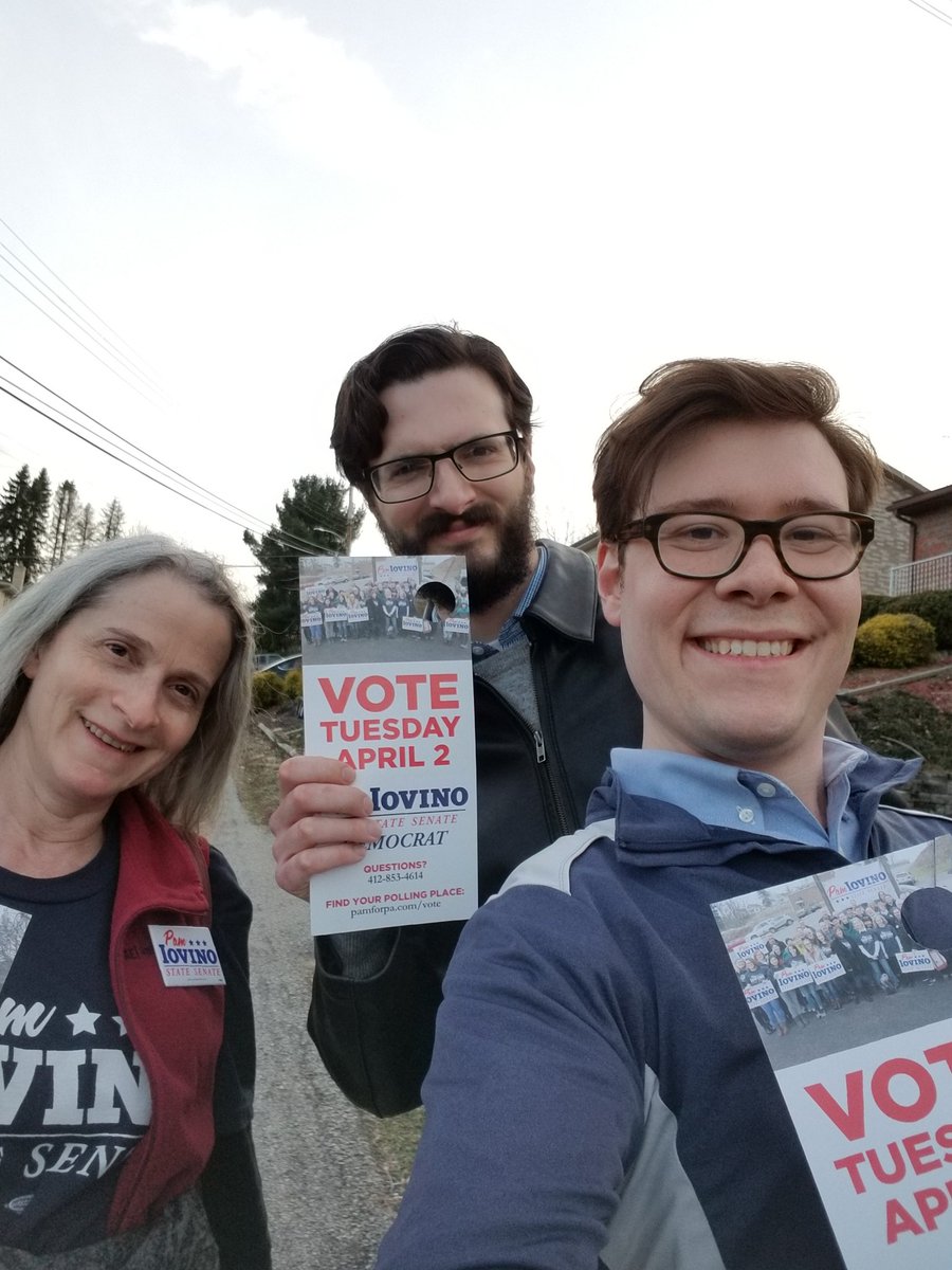 CoreyOConnorPA's tweet photo. #TeamOconnor out doing GOTV for @pamforpa! If you live in SD-37 polls are open 8pm - go vote for Pam! #redtoblue https://t.co/vEdNoo4ltX