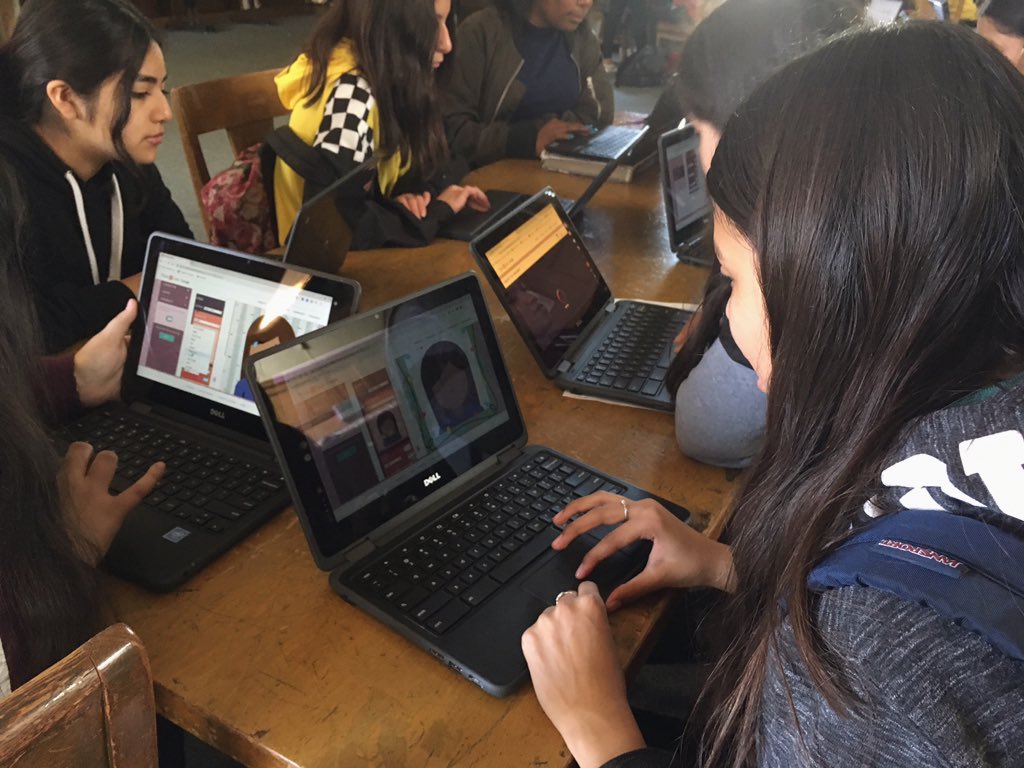 wecodephs's tweet photo. We had a great time teaching @EliotArts1 eighth grade girls about computer science and @AppAcademyPHS today! A big thank you to Mrs. Koors for helping our first workshop be a huge success 😃 https://t.co/F7cMZoelPE