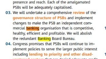 idesibanda's tweet photo. #CongressManifesto says they will make PSBs independent Commercial Bank.. and that after merging to 8-9 banks? Clearly #Privatization 

A Banker won't vote Either @BJP4India or @INCIndia for sure.

@WeBankerss https://t.co/bk9aagXjj7