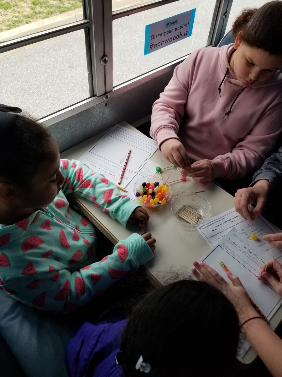 Nicky_Fields_'s tweet image. @NorwoodES Ss are using their engineering skills to collaborate with a group to create a structure with toothpicks and jellybeans on the #ProjectBus