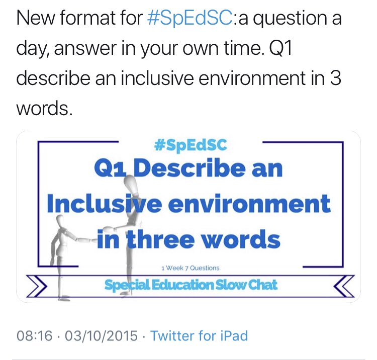 jw_teach's tweet image. When I first started on twitter I ran #SpEdSC a “slow chat” would run with one q all week. Might be worth considering