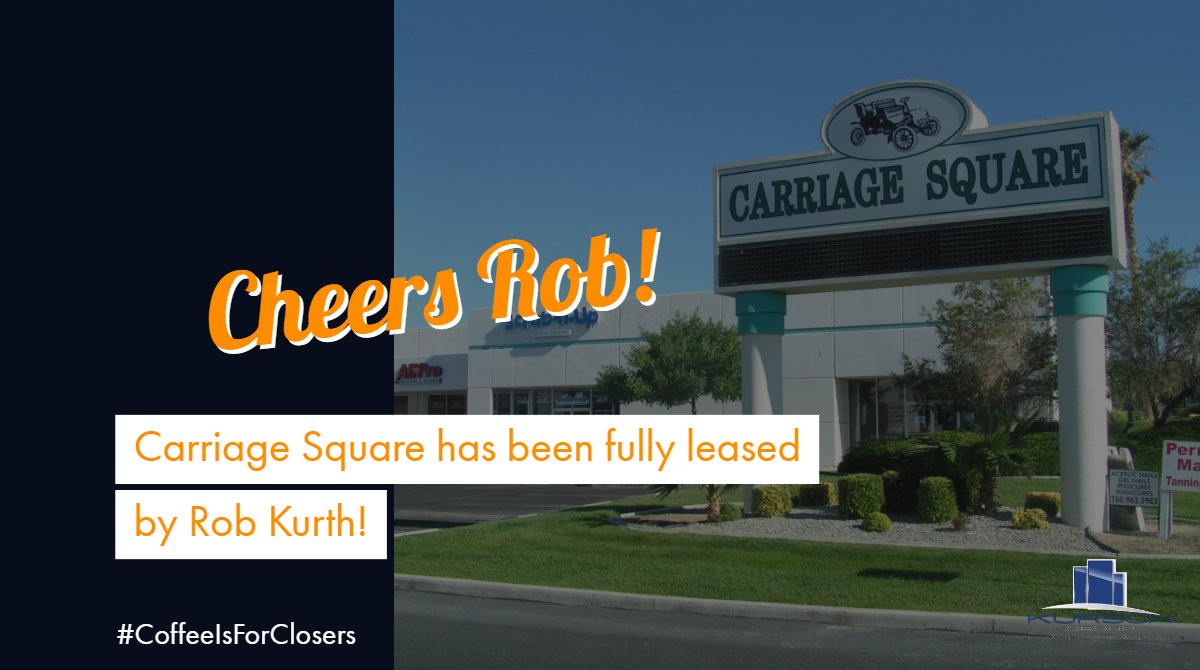 kurschgroup's tweet photo. Congrats Rob for fully leasing Carriage Square in Victorville!
#FullyLeased #RobKurth #CarriageSquare #Victorville #Congrats #GrowingCommunity https://t.co/zhpla3GMve