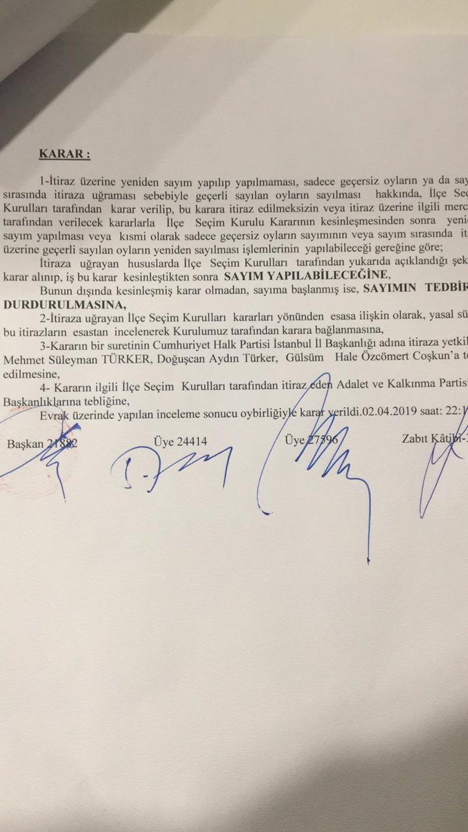 İstanbul İl Seçim Kurulu geçersiz oyların sayımını haklı itirazlarımız üzerine durdurmuştur.
#16MilyonKazandı
