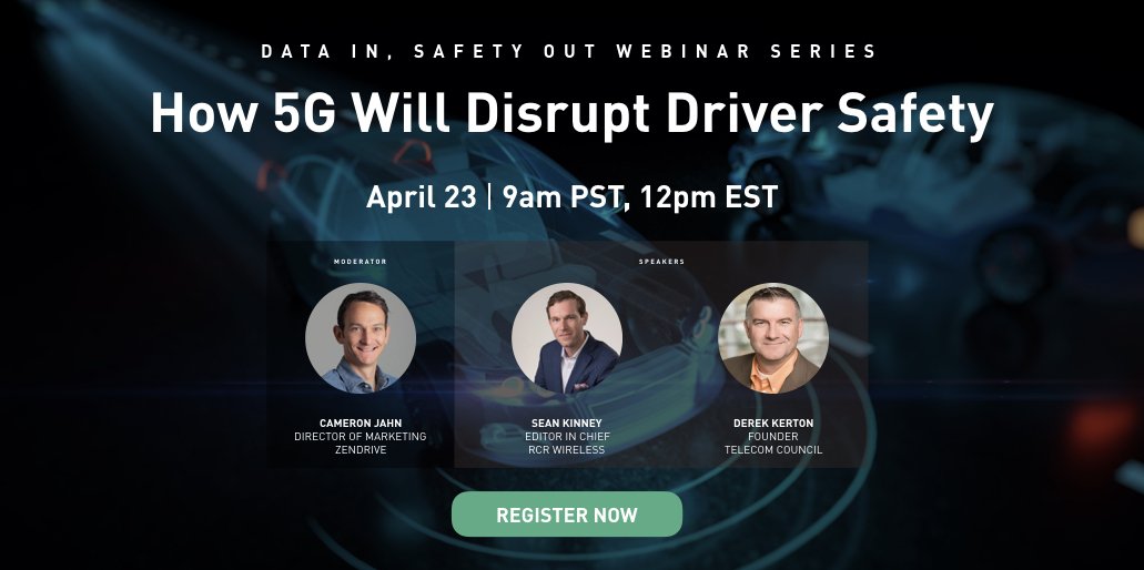 zendrive's tweet image. What’s your safety play for #5G? Join us to learn how #WirelessCarriers are capitalizing on the $30B driver safety market with @rcrwirelessnews and @telecomcouncil! Register now: bit.ly/2WpgEur #DataInSafetyOut
