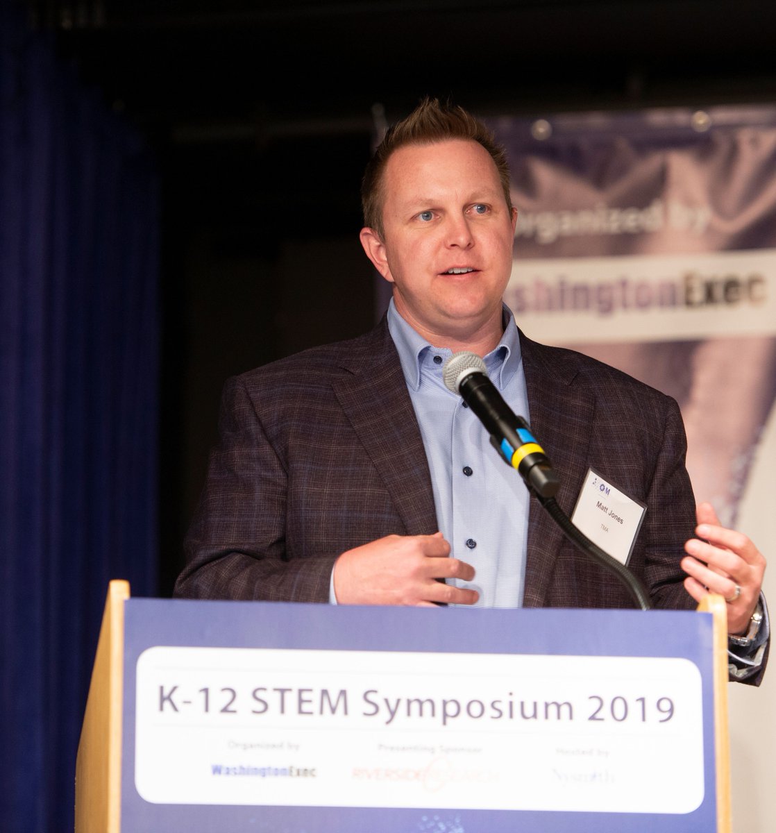 SAPNS2's tweet photo. Matt Jones, President of SAP NS2’s Mission Solutions Group and subsidiary TMA, speaking at the K-12 STEM Symposium. He discussed NS2 Labs and its plan to partner with corporations, local high schools and robotics team to advance STEM at all levels. @washingtonexec #STEMSymposium https://t.co/08AMnnKsKi