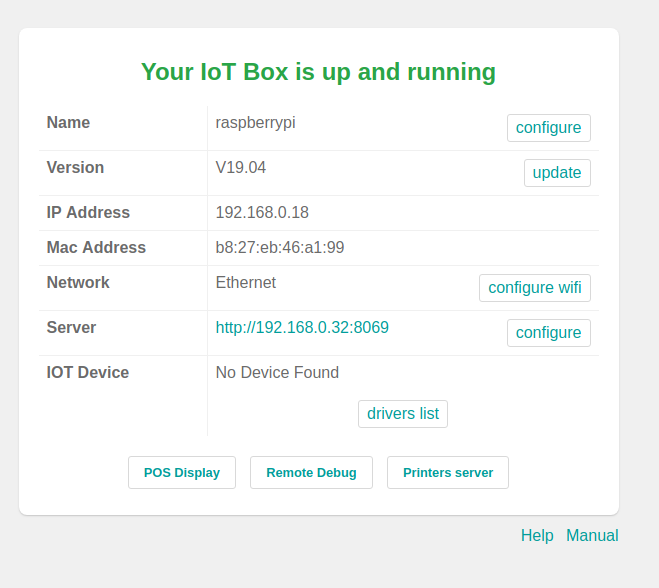 #Odoo #OdooIoT #IoT 
Today we release a new version of our IoT Box V19.04
Now all information exchanges are done in real time.
Printers can be shared in the network and modified.
Box registration in HTTPS no longer requires manual validation.
Other stability improvements....