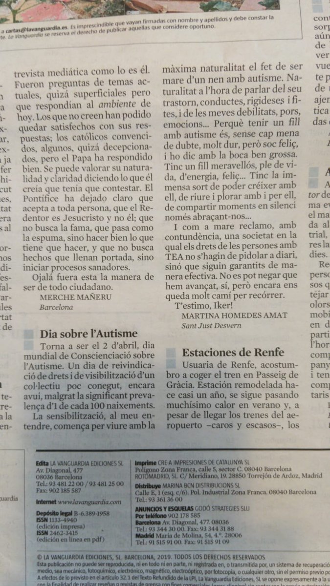 misabelvergara's tweet photo. "Una societat en la qual els drets de les persones amb TEA no s'hagin de pidolar a diari", és el desig de Marina Homedes que és una dona extraordinària i una mare fantàstica que escriu sobre #DiaMundialAutisme al @diariARA https://t.co/LtdWg3NeXg