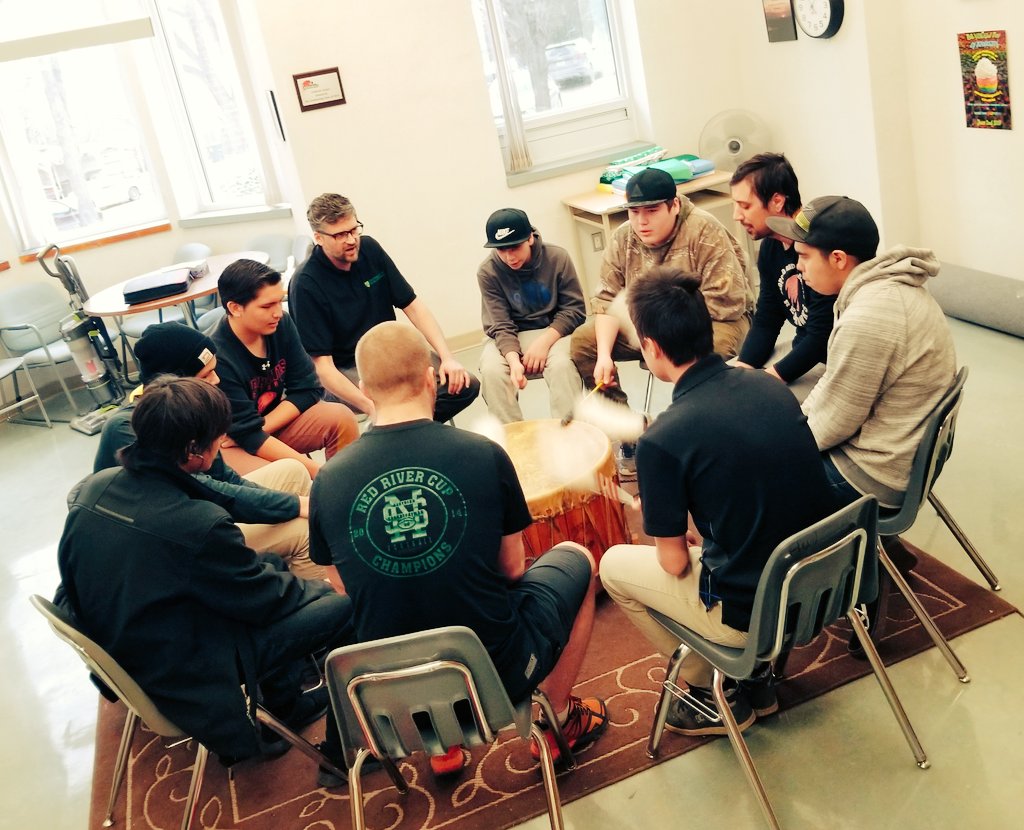 BuglassK's tweet photo. @BRCSaskatoon Redhawk Singers "jammin'" at lunch today! #musictomyears #traditioncommitmentexcellence https://t.co/wZQnGxqvRK