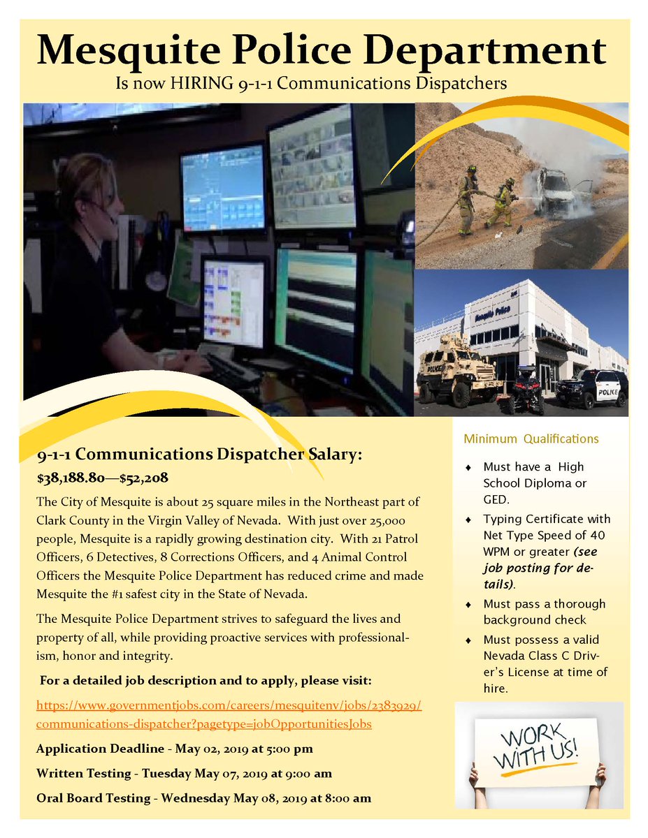 GoMesquiteNV's tweet image. The City of Mesquite Police Department needs you!