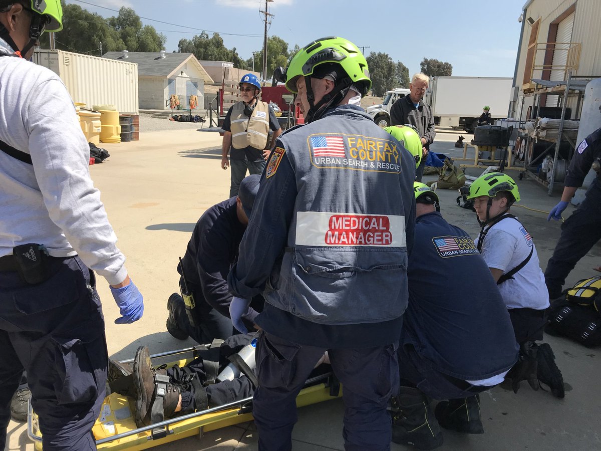 SIMULATED VICTIM RESCUE: During our @theOFDA exercise, USA-1 worked in a limited visibility environment to extricate a victim trapped under industrial equipment. The patient was treated, removed, and transported to a simulated hospital.