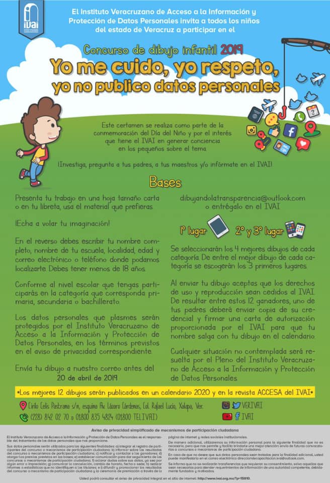 CosamaloapanDe's tweet photo. El ayuntamiento de Cosamaloapan, a través de la Unidad de Transparencia y Acceso a la Información invita a todos las niñas, niños y jóvenes menores de 18 años, a participar en el Concurso de Dibujo Infantil 209 con el tema Yo me cuido, Yo respeto, Yo no publico datos personales. https://t.co/GzGhEGvqku
