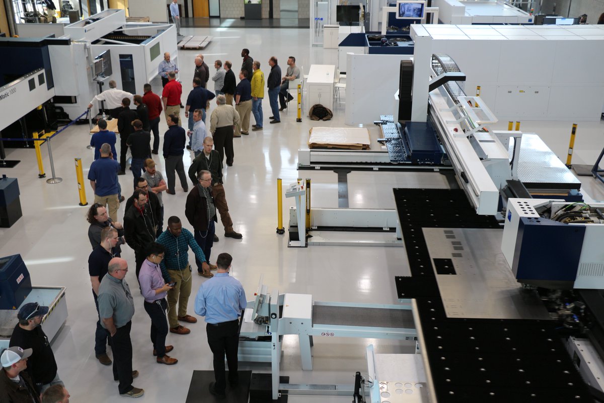 TRUMPFinc's tweet image. A large group of manufacturers from the Southeastern and Mid-Atlantic region visited TRUMPF Inc. today for a technology seminar which showcased the latest advancements in laser cutting, punching and bending equipment.  #lasers #TRUMPF @MidAtlanticMach  #punchmachine #pressbrake