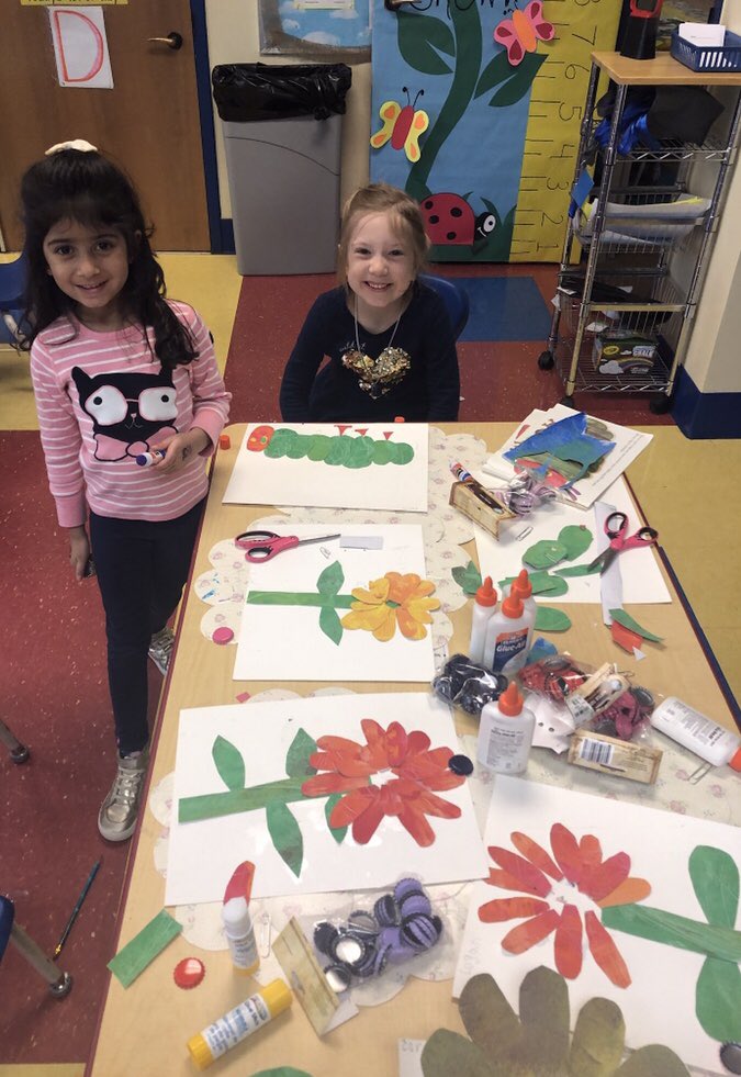 We have been studying the author Eric Carle and the unique way he created his illustrations. The students used combs to create textures in the paint on their papers. Once dry, they cut out petals, stems and leaves to make flowers for our Spring bulletin board! #trinitylearns