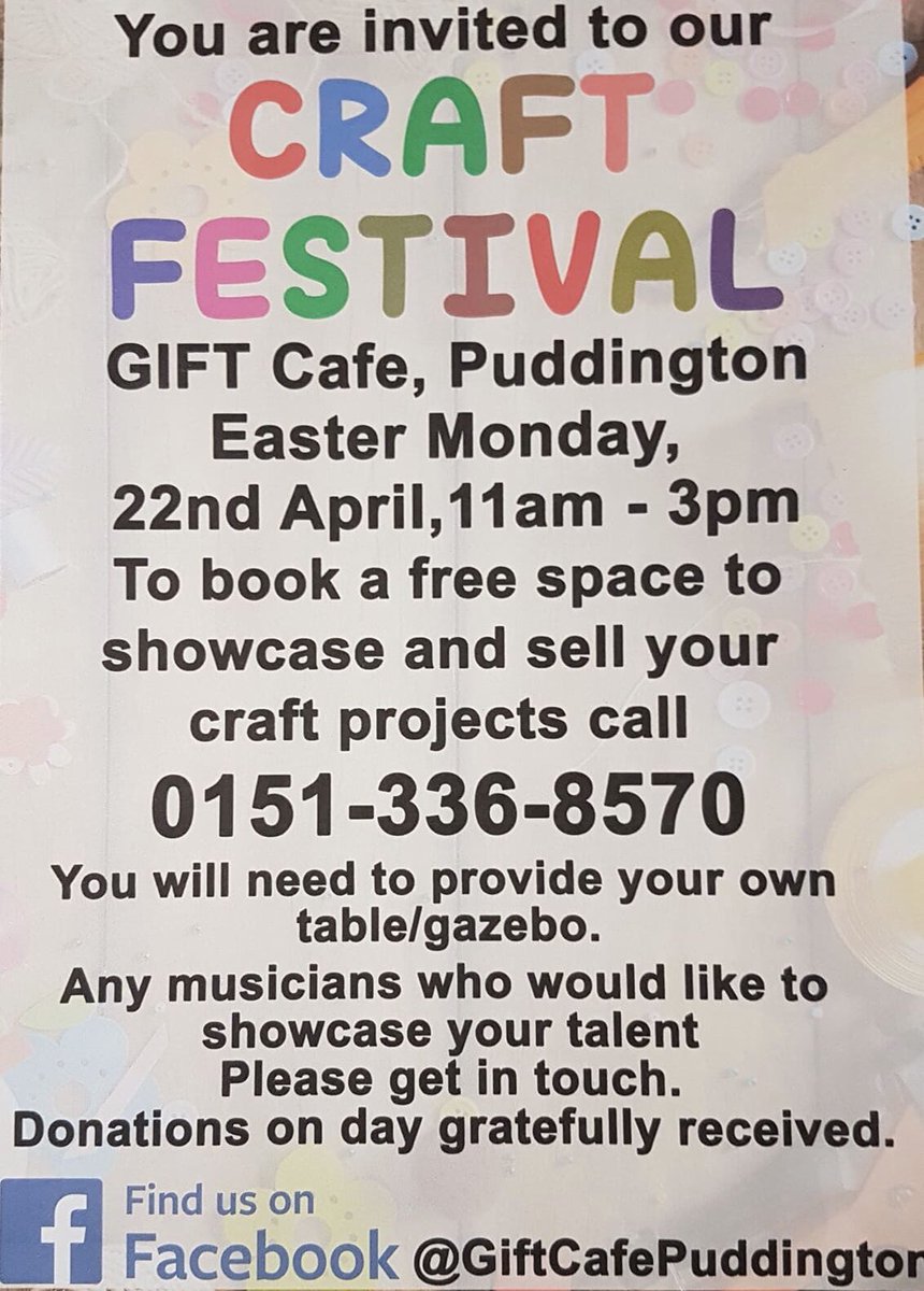 GIFTCafePudding's tweet photo. Our craft festival is on Easter Monday come and join us @NestonTC @RSPB_BurtonMere @RetainWellbeing @NestonNews @NESTONCYC @EPortStandard https://t.co/nOHKAjY2yJ