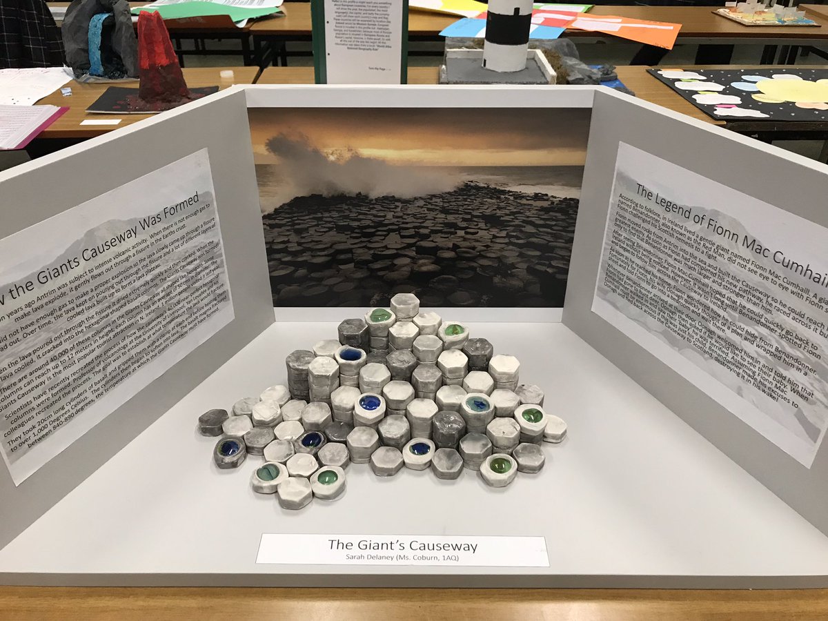 GeographyPres's tweet photo. This years winner of @GeographyPres Geography Projects! Stunning project on the Giants Causeway. @NITouristBoard @GiantsCauseway1 @Pres_Carlow https://t.co/qYKoRj0PCp