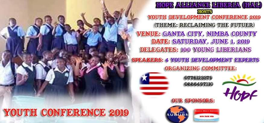 HopeAllianceLib's tweet photo. Our 2019 Youth Development Conference comes up on June 1 in the City of Ganta in Nimba County, Republic of Liberia. We are grateful to More Than Auburn and Beneya Multi Services, Inc. for the sponsorship. https://t.co/EyT5smXSHj