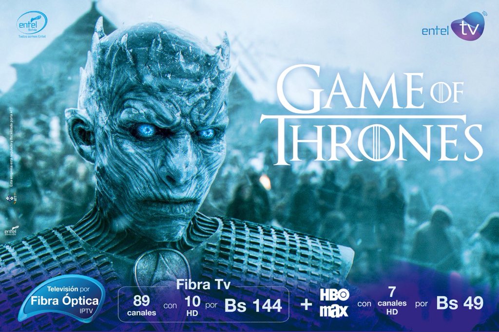Si ya cuentas con uno de nuestros servicios de televisión (IPTV ó DTH) por tan solo 49 Bs. adquiere los paquetes HBO Premium o HBO Max y no te pierdas la ultima temporada de esta gran serie!!! #GameOfThrones #GOT #JuegoDeTronos #Temporada8 #GOT8 #ForTheThrone #PorElTrono