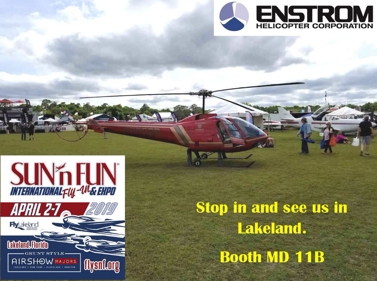 EnstromHeli's tweet photo. Great day at Lakeland for Sun n Fun.  Stop in and see us!
#SnF19 #LoveFL #Enstrom #280FX #flyin  #helicopters https://t.co/bH1gAd97PZ
