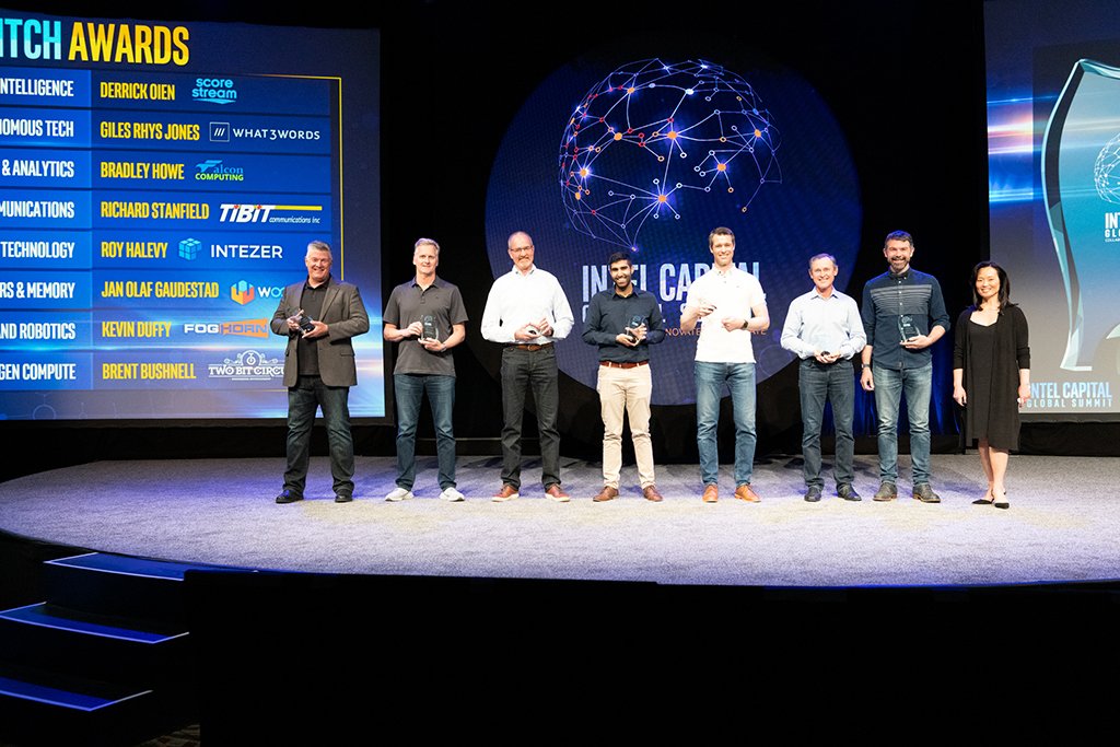 intelcapital's tweet photo. Congratulations to the #ICAPSummit Elevator Pitch competition winners! @scorestream @what3words @FalconComputing #TibitCommunications @IntezerLabs @HelloWooptix @FogHorn_IoT @TwoBitCircus Thank you to all the companies that shared their pitches. https://t.co/ZSxBrNeTTe