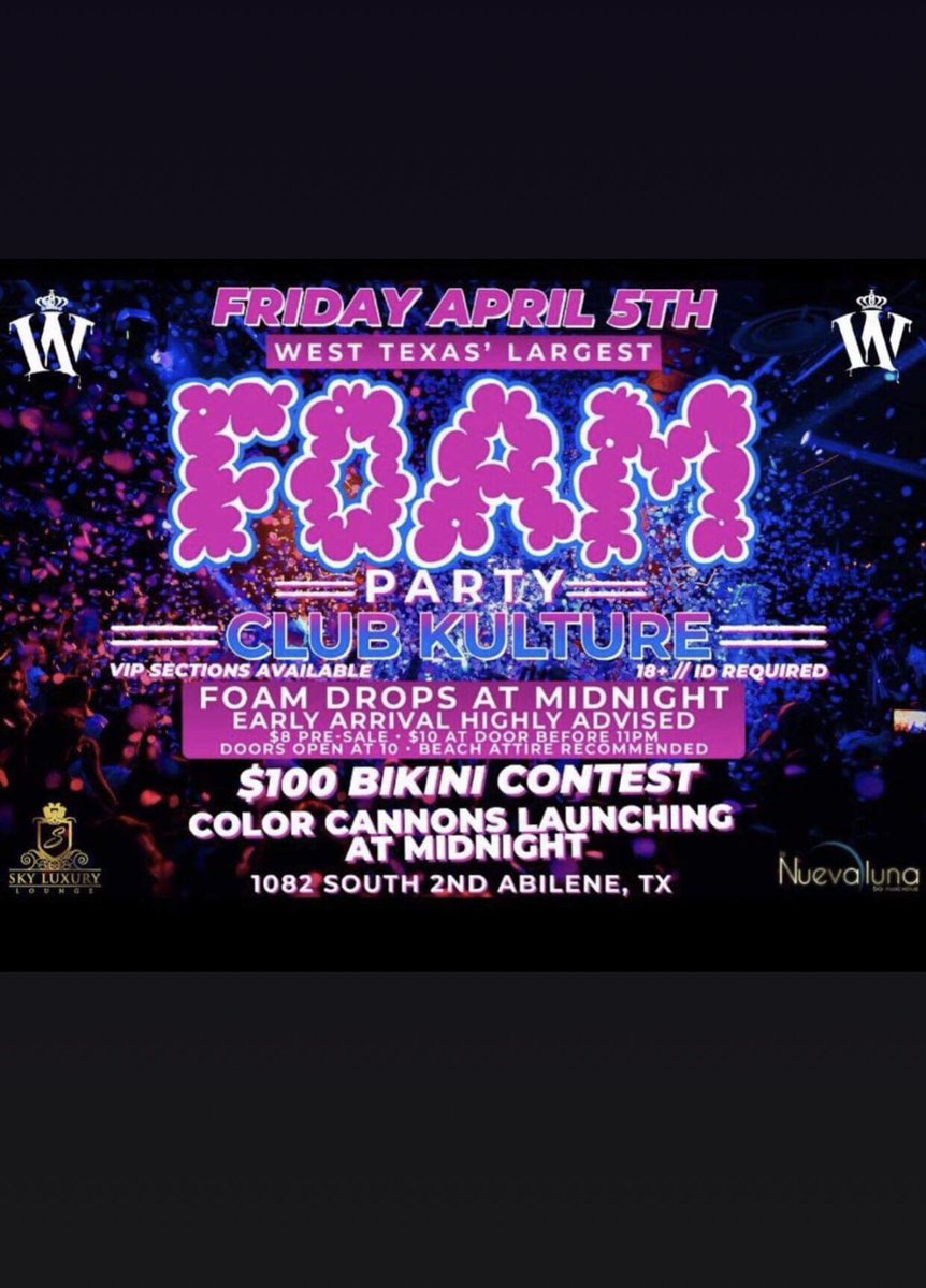 BjBadAzzz's tweet photo. ABILENE TX #FoamParty 🤔🚨💦
April5th‼️👀 Turning ALL the way UP ‼️
F O A M & HENNY SOAKERS💦💡 #KOPromotion #WestTexasENT ‼️ Be The Or Be SQUARE 💦@WestTexasENT ‼️‼️‼️‼️‼️‼️ https://t.co/C2Z2KgSu6T