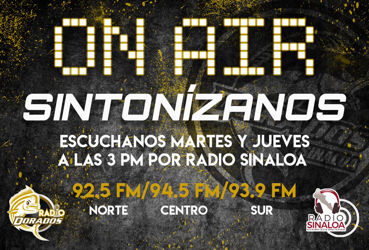 Dorados's tweet photo. #RadioDorados 🔴
🎟️ ¡Hoy tenemos boletos para el partido del viernes 🆚 @venadosfc! 😏 ¡Conoce la #TriviaDorada a las 3 PM por @RadioSinaloaFM! 👇🏻
🎧 Escúchanos en línea aquí ➡ https://t.co/cDOEDaqfW2 https://t.co/beNXH5hTXg
