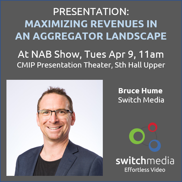 SwitchMediaAU's tweet photo. Don’t miss Bruce Hume’s presentation on how to maximise revenues in an aggregator landscape @NABShow, Tues Apr 9, 11am. More on what @SwitchMediaAU is up to at the show:
https://t.co/w8Dyfl3B5P
#NABshow #NAB2019 #NABshow2019 #CMIPShow https://t.co/muLddrwCP3