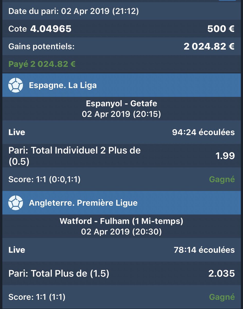 trappronos's tweet image. Montante live réussi en une soirée 

500€ ➡️ 3192,46€ 💰💰

#TeamParieur #ParionsSport