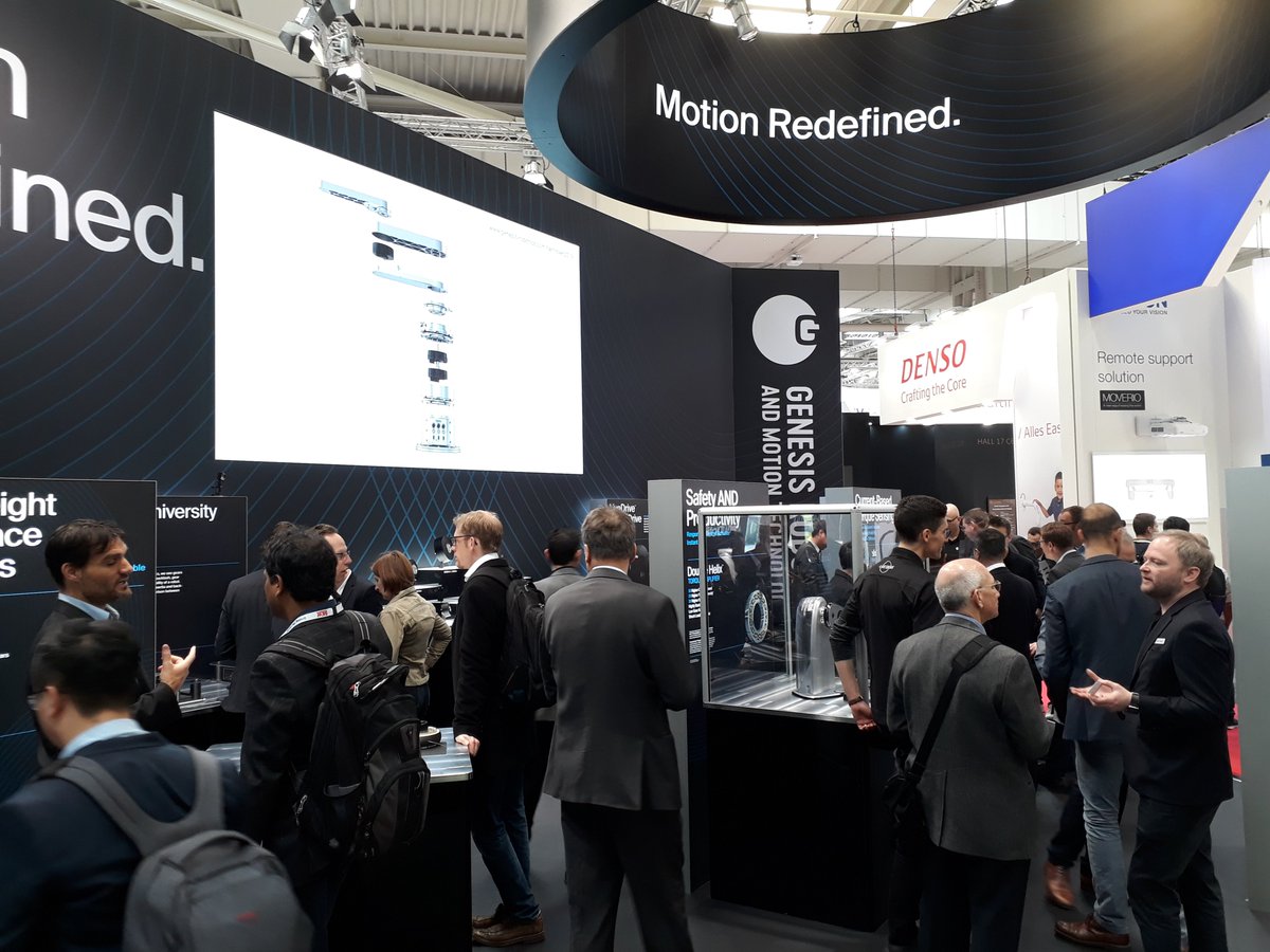 MotionGenesis's tweet photo. A very successful Day 2 in the books! If you couldn't join us at our booth (Halle 017 Booth B76), be sure to read about all of our @hannover_messe demos here! https://t.co/ddYTGvAq31 #MotionRedefined #HM19 https://t.co/2gY4m6wl8e