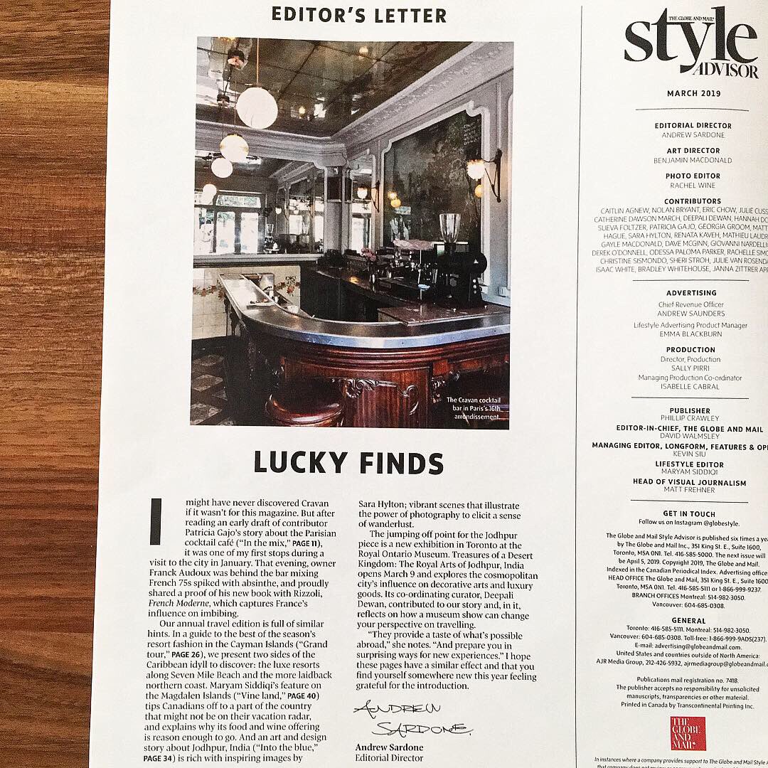 PatriciaGajo's tweet image. Received my copy of @globestyle #travelissue today 🇨🇦✈️🇫🇷 So pleased with my little contribution, an article about the new #cocktailculture tome by Franck Audoux and his cocktail bar @cravanparis which is rather conveniently in my Parisian ‘hood 🍹🥂☕️🍳🌭
