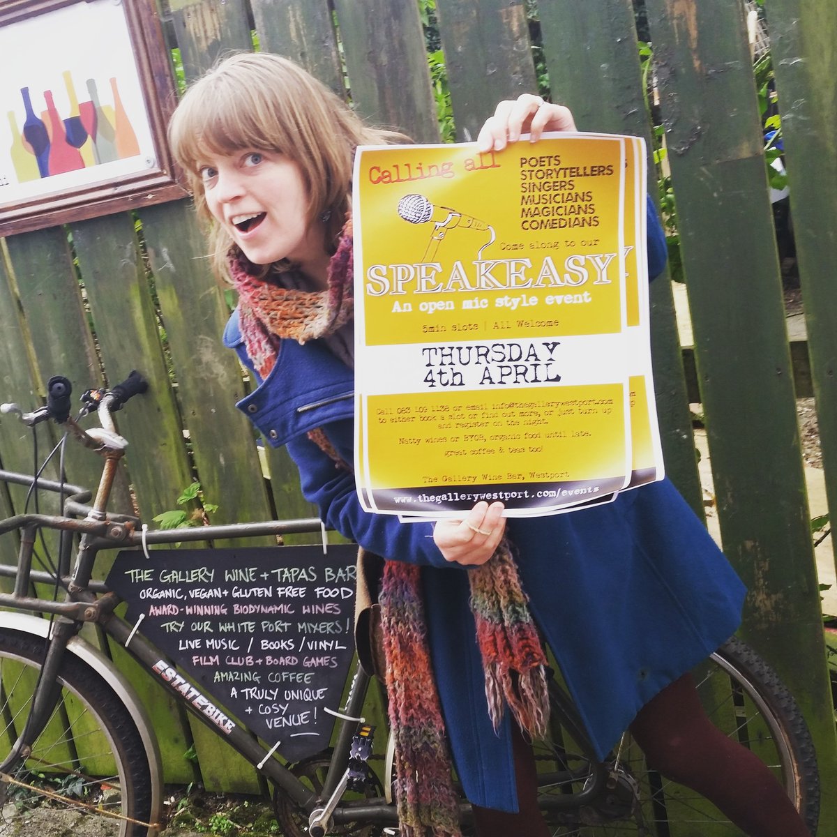 Get on yer bike* down for our Open mic ☆ Our first two were such fun with a really lovely atmosphere!  Whether u want to perform or be entertained over a glass of wine, we have your back! *Wait til Thursday unless you're coming from very far away... #Westport #openmic