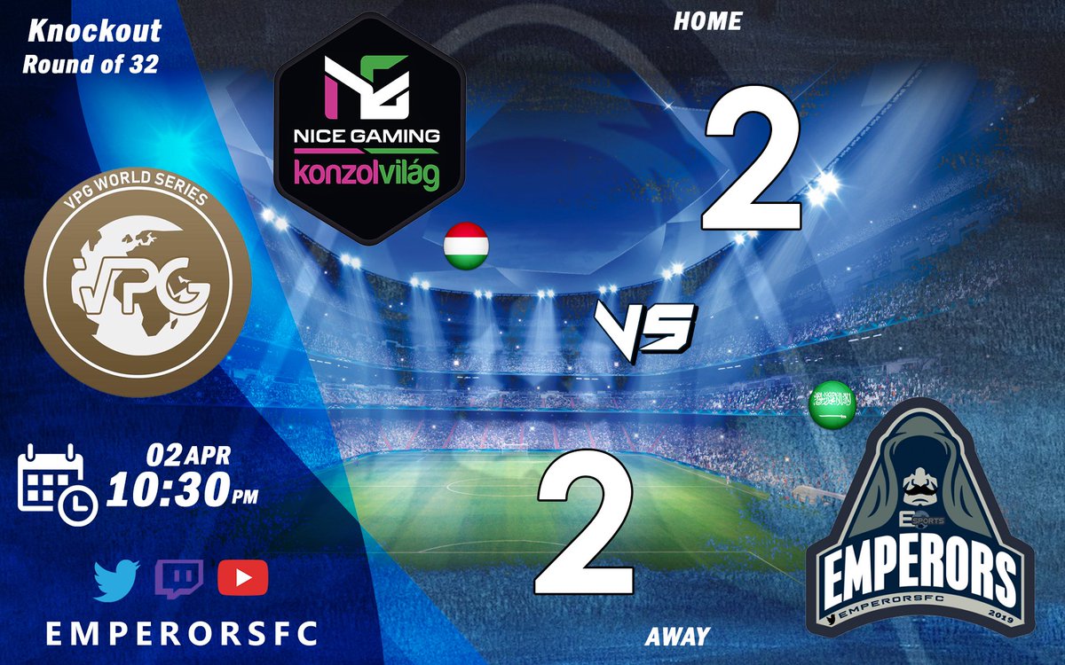 🔸 Match Day : 

🏆| Pro Clubs World Series  
🌍| Knockout Round of 32
🆚|<a href="/NiceGamingHU/">Nice Gaming VALORANT HIGHLIGHTS</a> 
📊| 2 / 2 
📎<a href="/OfficialVPG/">Virtual Pro Gaming</a> 

<a href="/VPGSA/">Saudi Virtual Pro CLUBS</a> 
<a href="/VPGSA_R/">رتويت البروكلوب السعودي</a> 
<a href="/SAFEISKSA/">الرياضات الإلكترونية السعودية</a> 
#بروكلوب #برو_كلوب #Fifa19 #11vs11 #ProClub