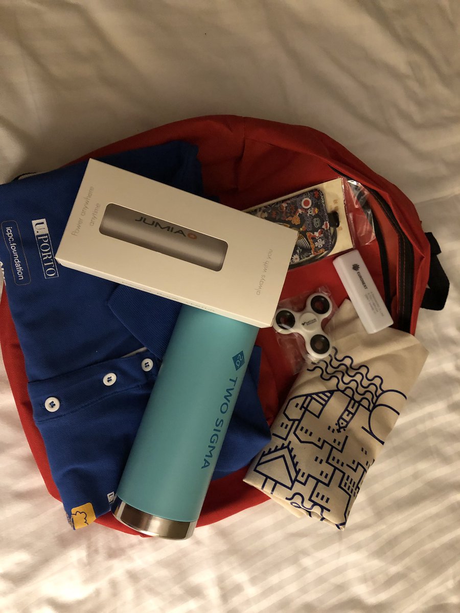 MaddyRenstrom's tweet photo. ICPC together with their sponsors provided us a lot of swags! #ICPC2019 #QuestLotsOfSwag https://t.co/QY5Z8oAgCK