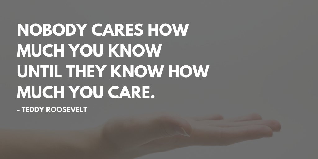 _MichaelWeisman's tweet photo. "Nobody cares how much you know, until they know how much you care." - Teddy Roosevelt
.
#quote #TuesdayThought #TuesdayMotivation #inspiration #inspire #care #relationship https://t.co/DoatGwIQZW