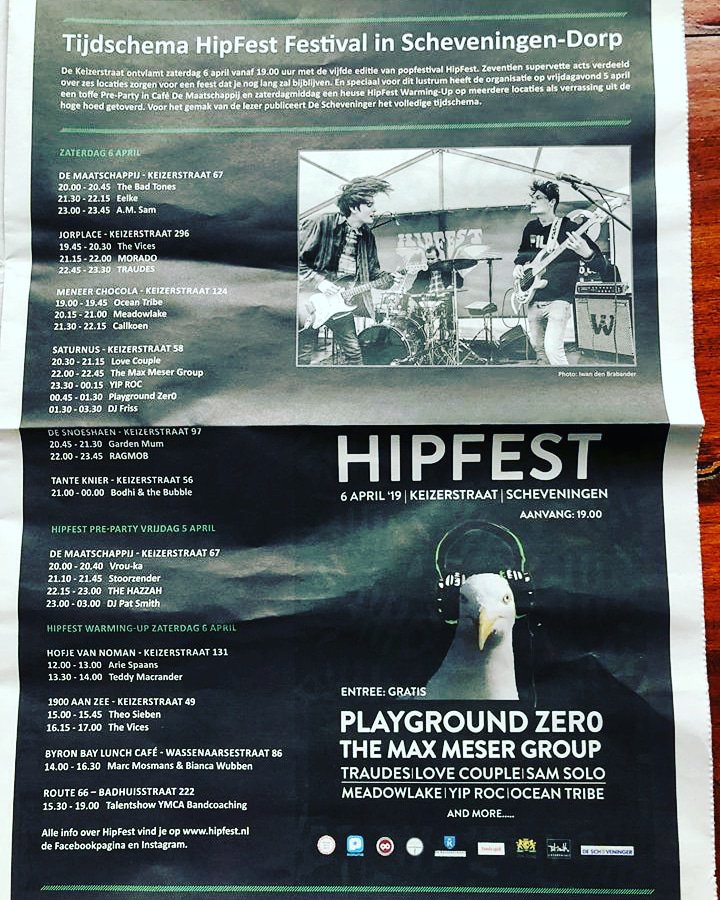 Het volledige tijdschema van HipFest 2019 (zaterdag 6 april), inclusief PreParty (vrijdag 5 april) en Warming-Up, prachtig in beeld gebracht door weekblad De Scheveninger!
•
#krant #scheveningsnieuws #skiffa #scheveningen #blad #magazine