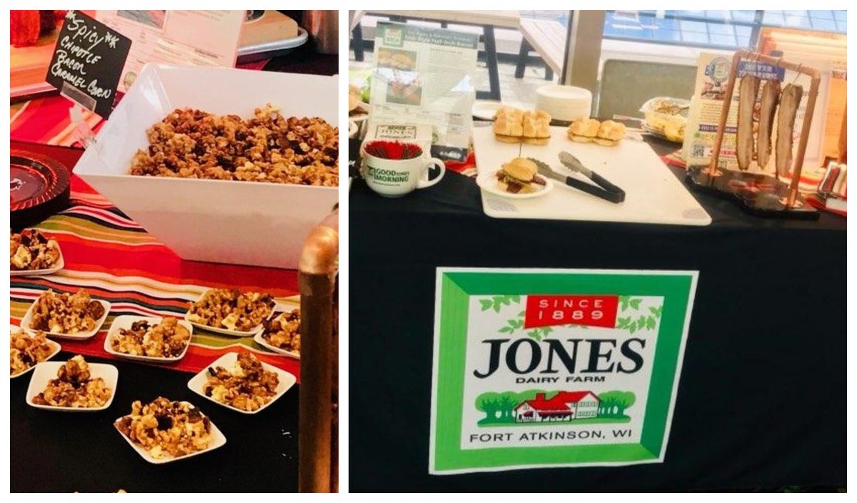 JonesFdSvc's tweet photo. Serving up some Pork Belly Sliders with our Dry Aged Hickory Smoked Half Inch Bacon Slices &amp; Spicy Chipotle Bacon Caramel Corn at the #ChefConnectMN event today. @acfchefs https://t.co/Pkw30Q8ECw