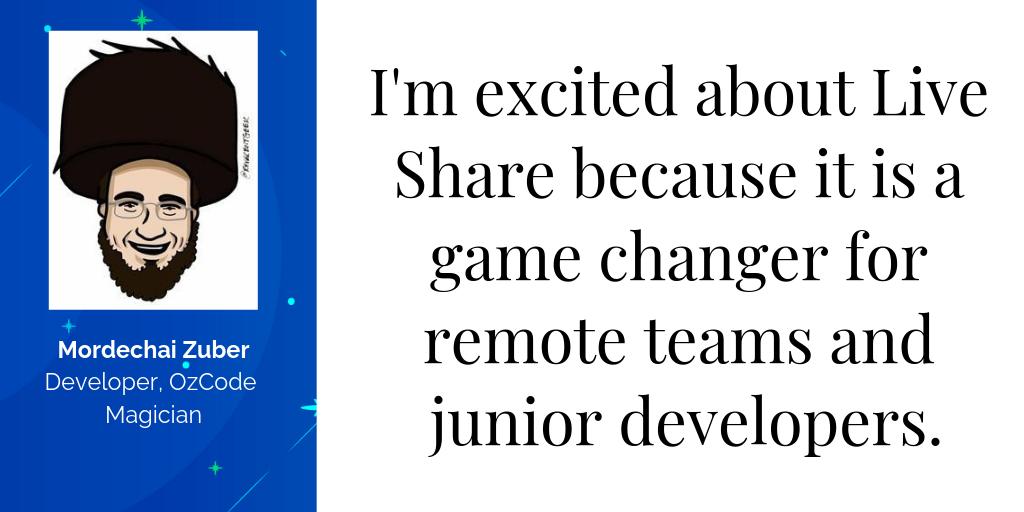 oz_code's tweet image. .@mordzuber , #OzCode Magician, Shares with us what he is most excited about #VS2019