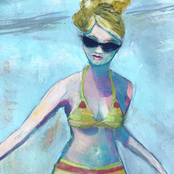 Ok, new favorite thing to paint: women in swimsuits. All other things canceled for the time being https://t