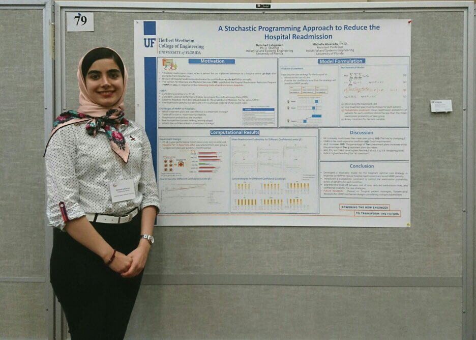 DrmichelleAlv's tweet photo. This girl is on fire! 🙌🎉 Ms Behshad Lahijanian and her poster presentation applying operations research to health policy modeling at @uf_ogap Graduate Student Research Day. @UFISE https://t.co/53NlDbF2uX