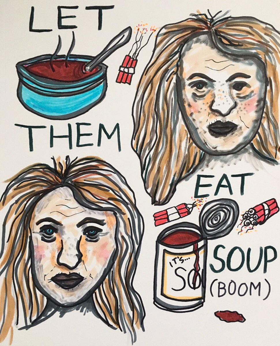 GildedyTableaux's tweet photo. #dailydrawing #timedexercise 
#drawing #draw  #drawings #lines #sharpies #markerart  #illustration #illustrationart #sketch #sketches #sketchbook #sketching #soup #dynamite #explosion #tomatosoup #marieantoinette #letthemeatcake #letthemeatsoup #boom #revolution #revolutionaries https://t.co/dPXgtOvxwU